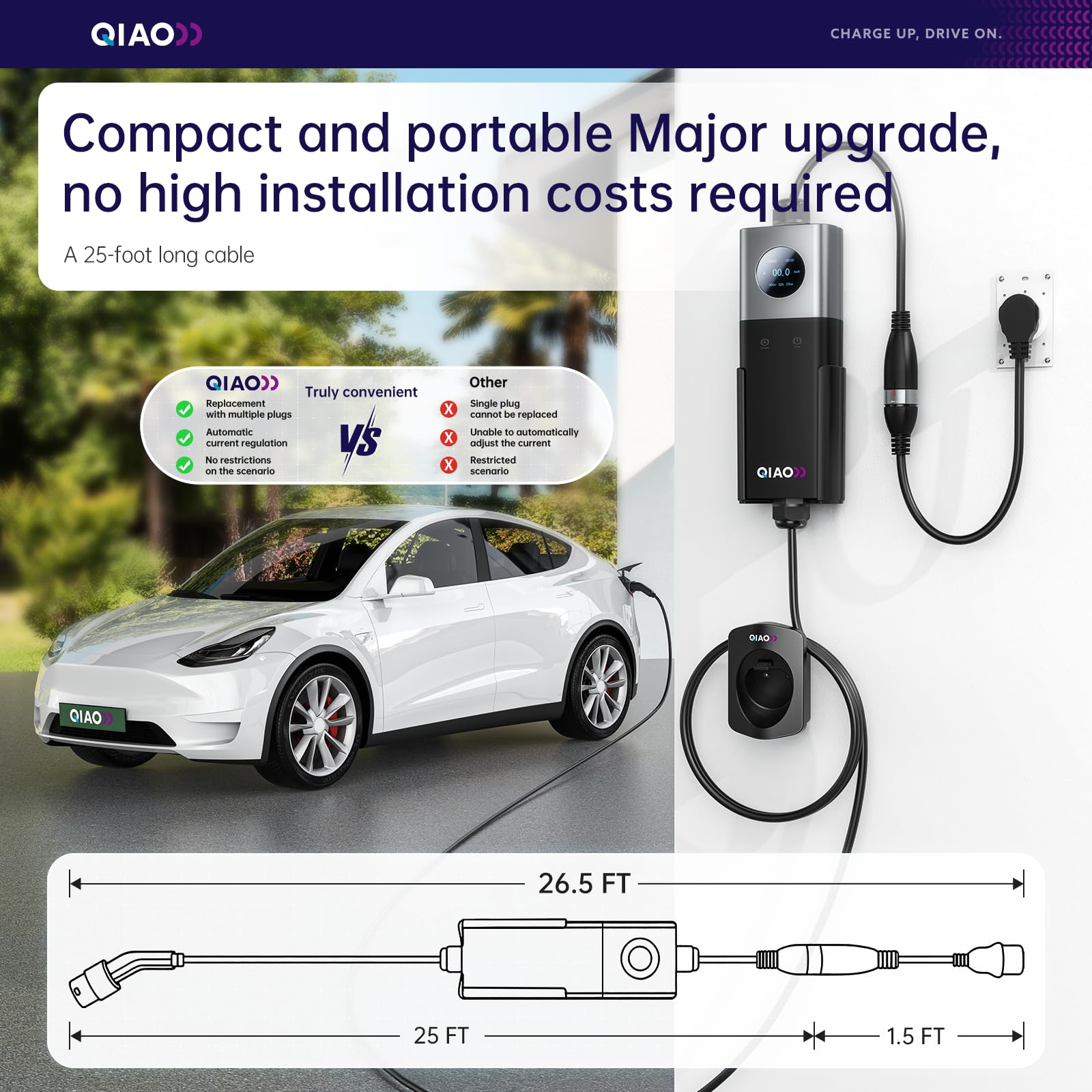 QIAO Level 2 EV Charger SAE J1 - Ev Charger Adapter 评论和价格