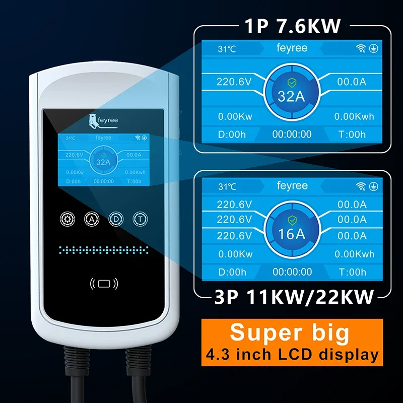 Feyree Type2 EV Charger 32A 7. - Home Ev Charger 评论和价格